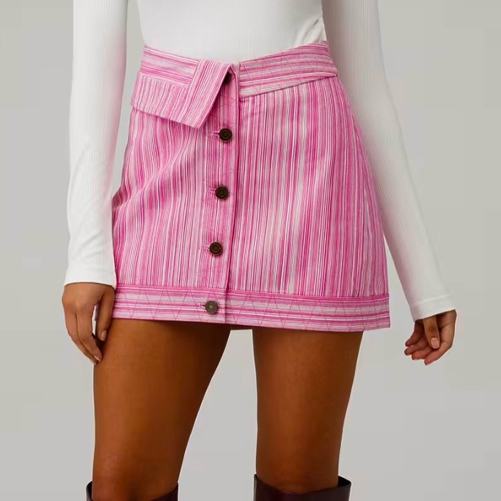 Significant Other Lettie Micro Skirt Fuchsia Pink Stripe Denim Nwot